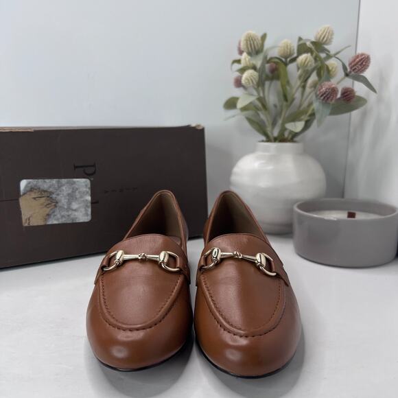 Linea Paolo Maura Essential Golden Bit Leather Loafers Cognac Women's 7M Classic - Picture 2 of 11